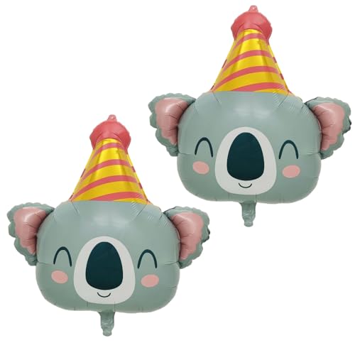 Image of Koala Balloons Happy Birthday Balloons Koala Foil Balloons 2pcs | Jungle Themed Balloons Birthday Party Supplies Baby Shower Party Decoration Animal Theme Party Decor