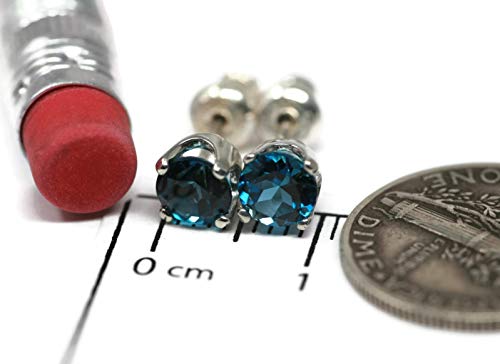 5Mm London Blue Topaz Sterling Silver Stud Earrings #TOP3