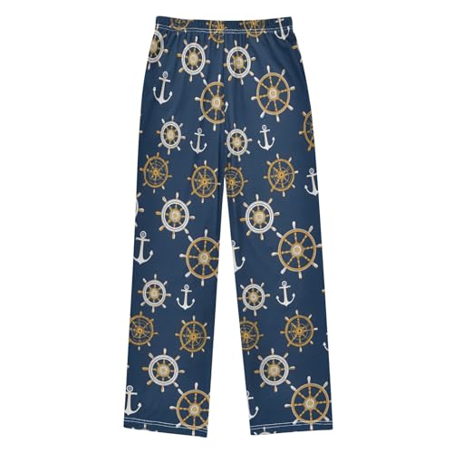 Pajama Pants Lounge Sleep PJ Bottoms Sleepwear Elastic Waist Drawstring S Yellow Rudder Anchor2