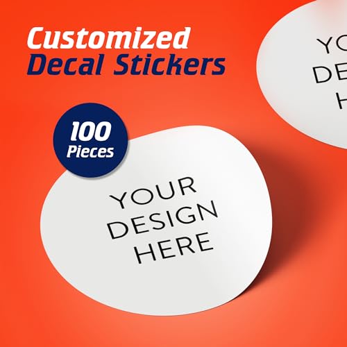 100 Custom Vinyl Stickers - Upload Your own Image, Text, Design, Logo - Personalized Logo Labels for Handmade, Packaging, Bottle, Jars, Candle, Brand Stickers (White, 1x1)
