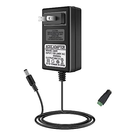 24V Power Supply, 2A 48W LED Lights Power Adapter, 100-240V AC to 24V DC Transformer, Wall Plug Power Supply for LED Strip Lights Cover
