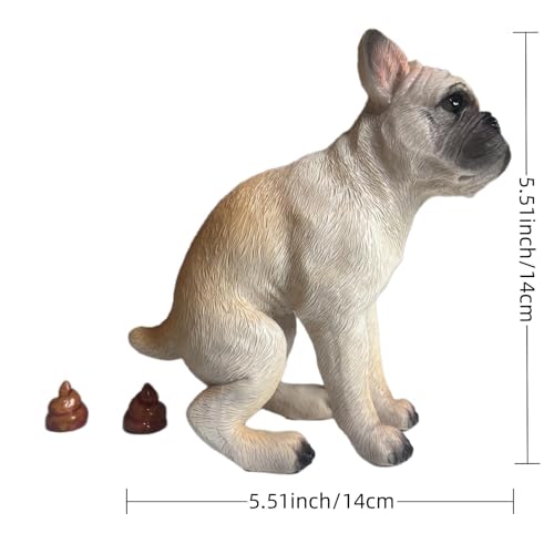 Estatua perro divertido con excremento en resina miniatura 6