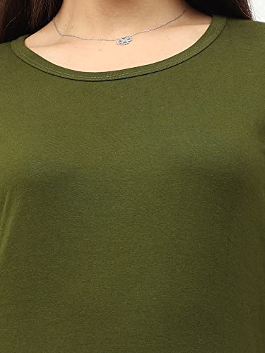 Image of FLEXIMAA Women's Cotton Plain Round Neck Full Sleeve T-Shirt