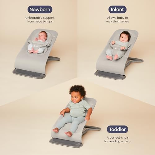 Image of Ergobaby Evolve 3-in-1 Bouncer Seat for Babies and Toddlers 5.5-25 lbs | Multi Position Baby Rocker Seat with Adjustable Heights, Secure Harness, Newborn Insert, Grey