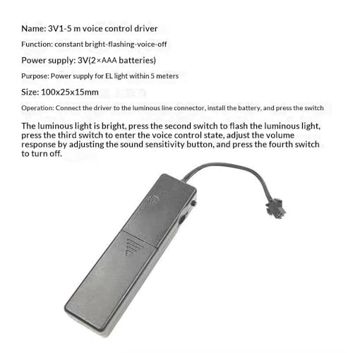 Tira LED flexible activada por sonido 1m 3V batería miniatura 6