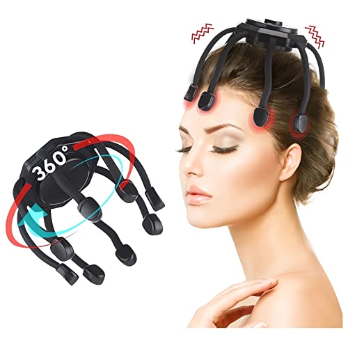 Ultra Scalp Massager - 2023 New Electric Head Hair Massager Vibrating Scalp Stress Relax, 360 Degree Head Cordless Automatic Scalp Massager Scratcher, 8-Frequency Contacts 3 Modes Massager (Black)