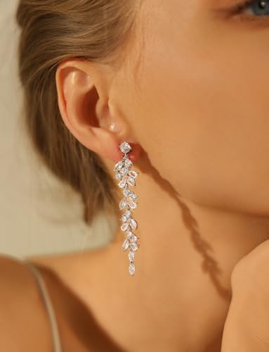 Clip on Earrings for Women Cubic Zirconia Long Tassel Dangle Drop Earrings Non Pierced Earrings for Women Jewelry Gifts Wedding Party3