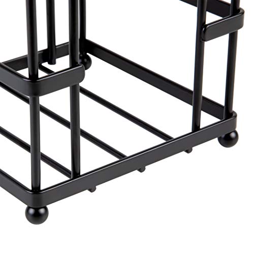 Richards Homewares Toilet Paper Holder Free Standing Storage and Bathroom Hold Jumbo and Mega Size Rolls, 5.94 x 5.94 x 25.35, Decorative Modern Black Metal and Wire Design - Thumbnail 4
