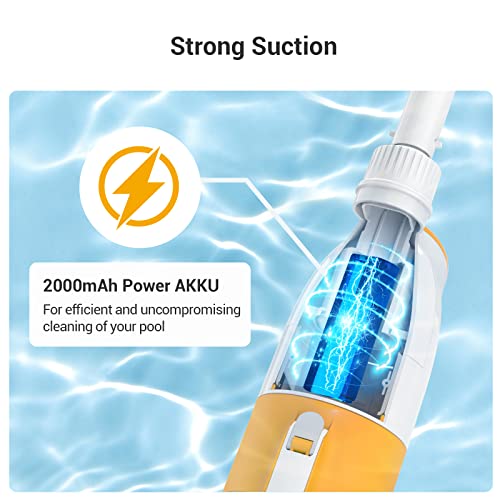 Upgraded Rock&Rocker Cordless Rechargeable Pool Vacuum Cleaner, Handheld Pool Cleaner, With Side Bristles, Double Filters, For Above & In-Ground Pools, Inflatable Pools, Suck Sand, Leaves And Debris #TOP6