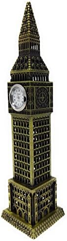 CRYSTAL CROWN Metallic Big Ben Tower Statue, British Clock Tower Sculpture Made of Metal, Big Ben Tower Ornament, British Souvenir Tower Statue, for Home Office Decore, Copper, 25 cm