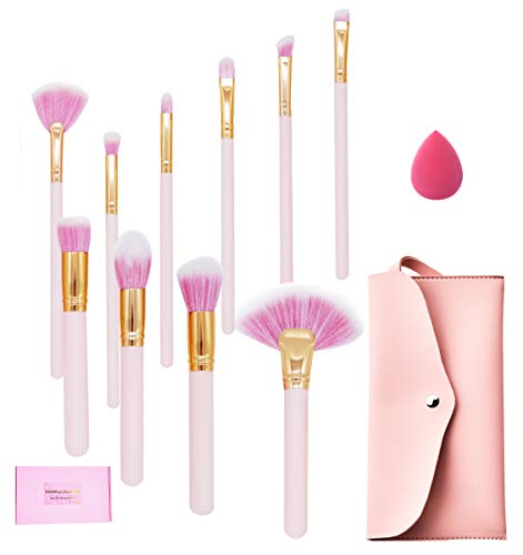 WAVALP Professional Makeup Brushes Set with Case and Sponge, Travel Cosmetic bags with Brushes and Beauty Blender, eye makeup brushes set with case, Gift for Women