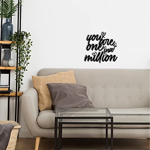 Image of eCraftIndia You Are One In A Million Black Engineered Wood Cutout Wall Art Decor| Wall Decoration Item| Home Decor for Living Room Bedroom| Gift for Diwali Valentines Day