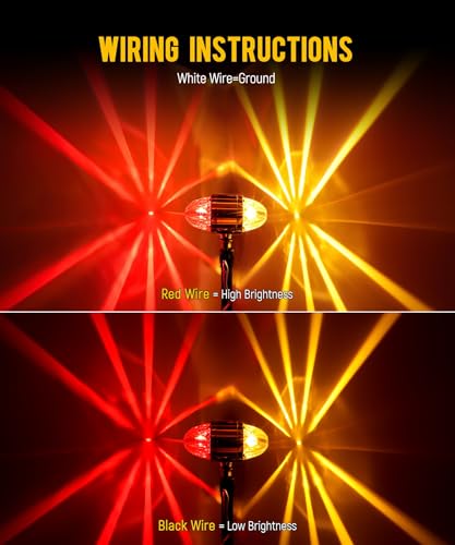 Image of Partsam 1x Glass Watermelon Light Dual Revolution Double-Face Amber Red LED Turn Signal Marker Tail Light, Zinc Alloy Housing Clear Lens Post Mount for Peterbilt Freightliner Semi Truck Trailer 12V