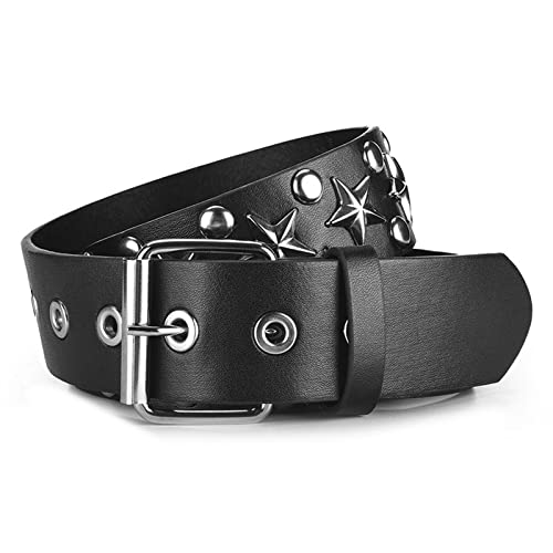 CWCYYDSYY Studded Belts Y2K Punk Hip Hop Faux Leather Grommet Belts for Halloween Cosplay