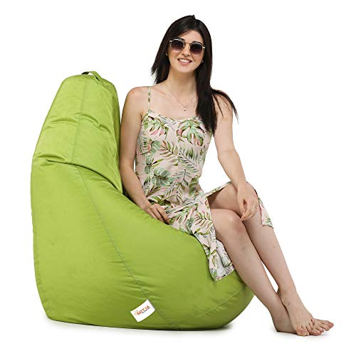 Image of SATTVA All Weather /Outdoor Combo Classic Bean Bag Cover with Round Footstool Cover (Without Beans) Green Colour, Size- XXL