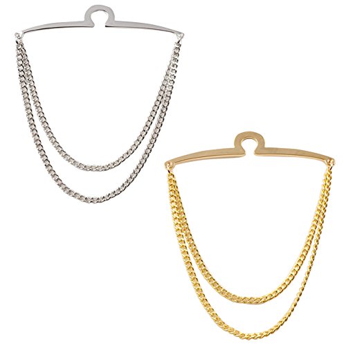 Image of Danny shi Men's Silver Golden Tie Chain Set, Gift Boxed Tie clip