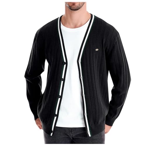 Cardigan punto hombre chaqueta de punto manga larga abrigo color sólido botones