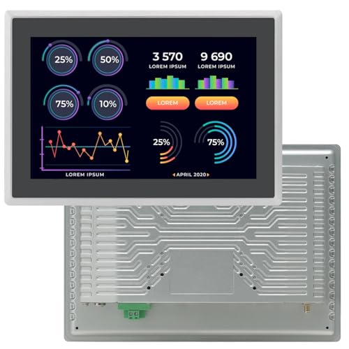 Image of 10.1 inch Industrial Embedded Touchscreen Monitor, Capacitive Multi-Touch Screen Industrial Front IP65 Monitor Built-in Speakers, HD-MI in, USB, VGA, 16:9 1280x800 Display
