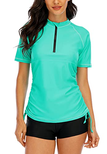 Halcurt Damen Rashguard UV Shirt, Swim Shirt, Kurzarm Badeshirt Badenmode Tankini Halcurt Damen Rashguard UV Shirt, Swim Shirt, Kurzarm Badeshirt Badenmode Tankini