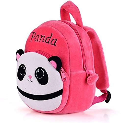 Image of Frantic Kids Soft Velvet Plush Animal Cartoon School Backpack (2 To 5 Years, Yellow, Pink Panda)