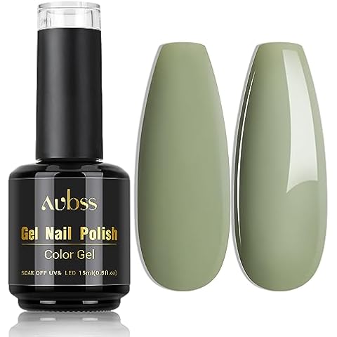 AUBSS 1Pcs 15ml Gel Nail Polish, UV Long Lasting Gel Polish 0.5oz Nail Polish Gel, Non Toxic Nail Gel Color at Home Art Design Beauty Gift for Women (Sage Green) Cover