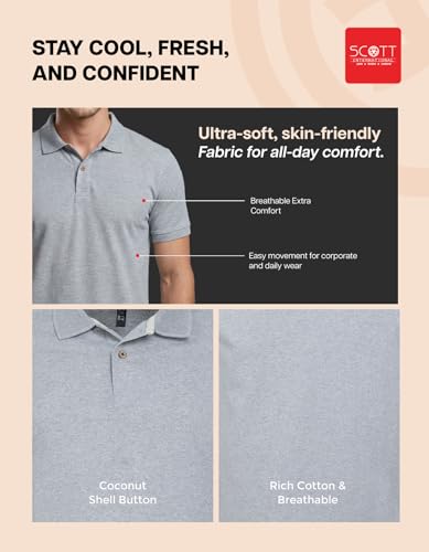 Image of Scott International Cotton Polo T Shirt | Collar Tshirts | Half Sleeves Plain T Shirt | T-Shirt |Tshirt for Men Stylish | Men's Tshirt
