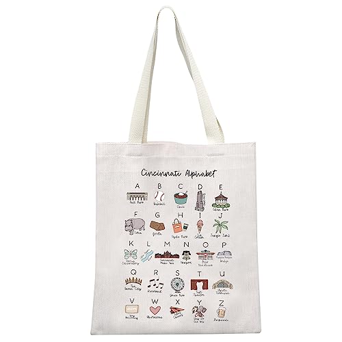 MEIKIUP Cincinnati Alphabet Tote Bag Cincinnati Souvenir Gift Cincinnati Travel Bag Ohio Cincinnati Welcome Gift (Cincinnati Tote Bag)