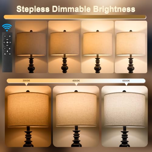 Image of BOBOMOMO 64.25 inch Farmhouse Floor Lamp with Remote, Dimmable Black Floor Lamp with Adjustable Color Temperatures, Tall Standing Lamps for Living Room Corner, Bedroom & Office, 9W Bulb Included