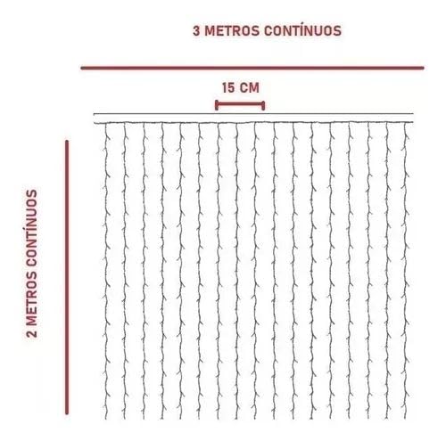 Cortina Led 300 Leds 3x2m 8Funções Decoração Festas Casamentos Luzes de Natal 110V(Branco Frio)