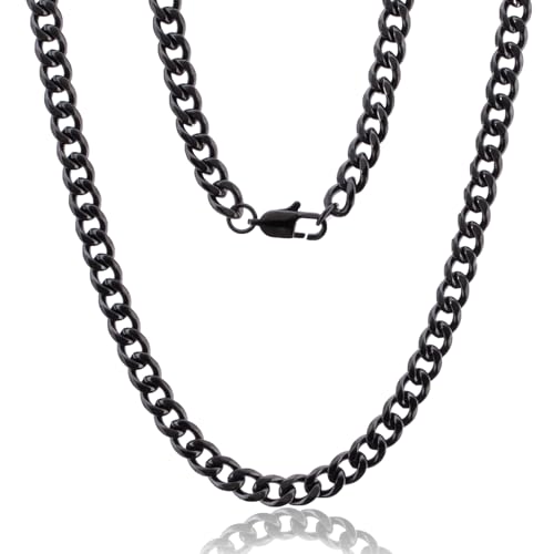 MAIBAOTA Collana a catena cubana da uomo in acciaio inox, colore argento, oro, nero, idea regalo per uomo, larghezza 3/6/9 mm, lunghezza 46/51 mm, 46mm x 9mm, Acciaio inossidabile