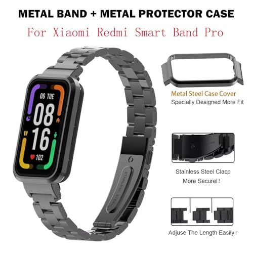 Image of Compatible for Xiaomi Redmi Smart Band Pro Strap,Redmi Smart Band Pro Stainless Steel Metal Replacement Bands Straps Watchband Accessories for Xiaomi Redmi Smart Band Pro Bracelet
