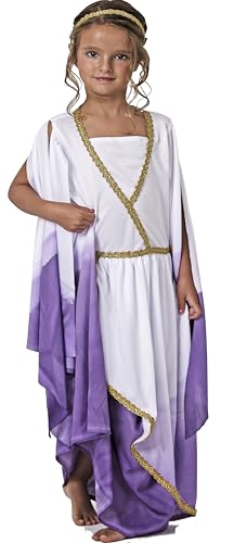 Gojoy shop-Disfraz Diosa Griega Vestido Antiguo para Niñas Carnaval Halloween (Contiene:Diadema,Túnica y Mochila de Cuerdas.) (10-12 AÑOS)