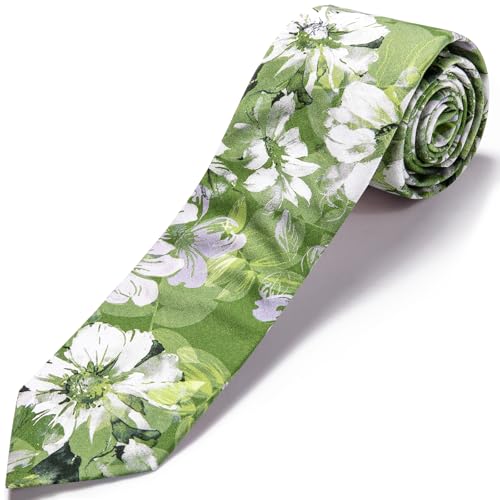 Image of Barry.Wang 100% Cotton Floral Ties for Men 63 inch Extra Long Necktie Clip