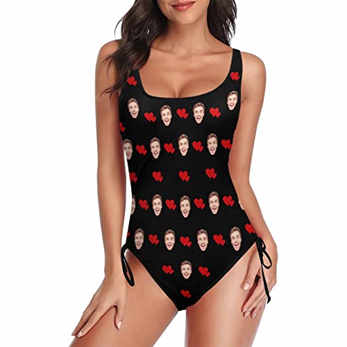 Custom Bathing Suit with Face for Women Personalized One Piece American Flag Swimsuits Bathing Bikini Set