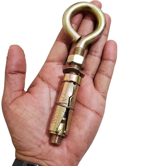 VENOM Iron Metal Wall Anchor Brass Fasteners Golden Bullet Eye Bolt Screw Hook I Bolt (12MM, Pack of 10) - Image 3 thumbnail
