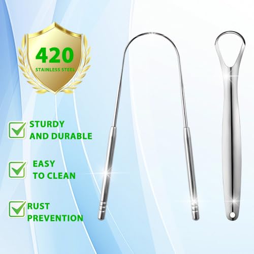 Ram® 2 x Tongue Scrapper Stainless Steel 1 U & 1 Y Shaped Tongue Cleaner Oral Tongue Cleaner - Image 5