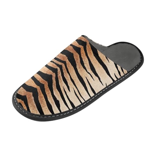 ALAZA Tiger Print Animal Striped Fuzzy Slippers for Women Men Warm Soft Lightweight Memory Foam House Slippers 10.5-112