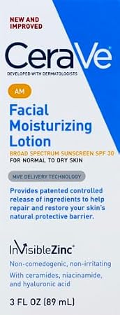 CeraVe AM Facial Moisturizing Lotion SPF 30 | Oil-Free Face Moisturizer with Sunscreen | Non-Comedogenic | 3 Ounce