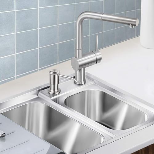 Maizoon Built-in Soap Dispenser for Kitchen 304 Stainless Steel Pump Head with 500ML/17OZ Bottle and 100CM/39Inches Extension Tube Dish Soap Hand Lotion Dispenser Brushed Silver - Image 3