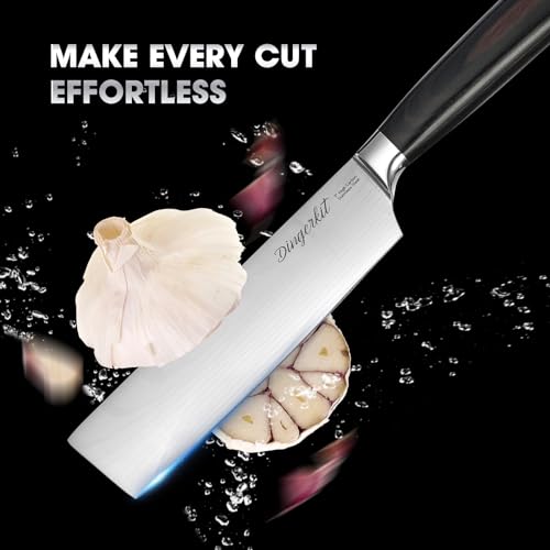 Dingerkit Nakiri Knife - Sharp Meat Cleaver And Vegetable Kitchen Cooking Cutting Knife With Japanese Damascus Pattern High Carbon Steel thumb #6