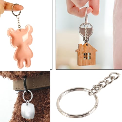Riven 100 Stück 25mm Schlüsselanhänger mit Kette, Schlüsselanhänger Spaltringe mit Kette, für DIY Bastelprojekte und individuelles Zubehör