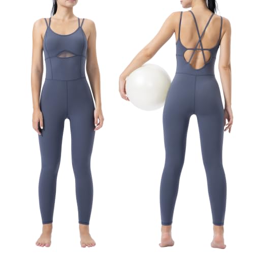 Image of LOVESOFT Workout Jumpsuits for Women Sleevesless Bodycon Backless Unitard