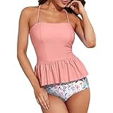 Tallas Grandes Mujer Barata Bañador Piezas Mujer Bikini de Vacaciones para con Copa Protectora para El Pecho Sin Tirantes de Bikinis 2026 con Relleno Bikini Natacion (Pink XL)