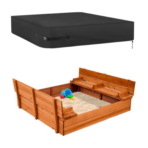Cubierta de arenero resistente e impermeable con sujeción antiviento para piscinas de exterior 1