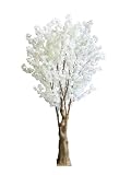7FT Artificial Cherry Blossom Tree, White Faux Flower Tree for Home, Office, Wedding, Party & Outdoor Decor (2.1M)