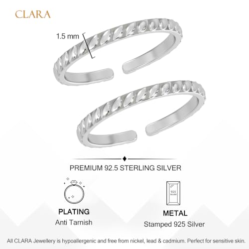 Image of Clara 925 Sterling Silver Size Adjustable Toe Rings Pair Gift for Women