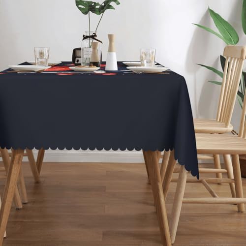 Nappe de table grand format rectangulaire lavable à motifs cœur décoration mariage extérieur