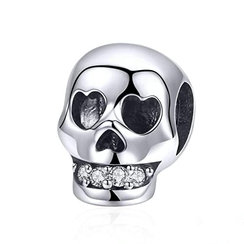 Colgante de plata de ley 925 con forma de esqueleto de calavera y forma de esqueleto de cabeza de cráneo, para manualidades, pendientes, collares, llaveros y joyas Cover