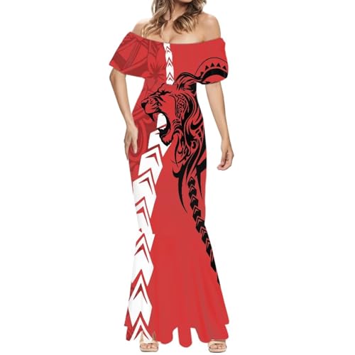 Image of Polynesian for Women S-7XL Off Shoulder Maxi Dress Hawaiian Summer Dresses