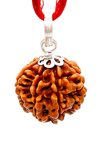 Image of Siddha 7 / Seven Mukhi Pure Rudraksha, Laboratory Certified, Carefully Capped with Silver Between Nepalese Beads with Handmade Tassel, Size 16-22mm, Color-Brown